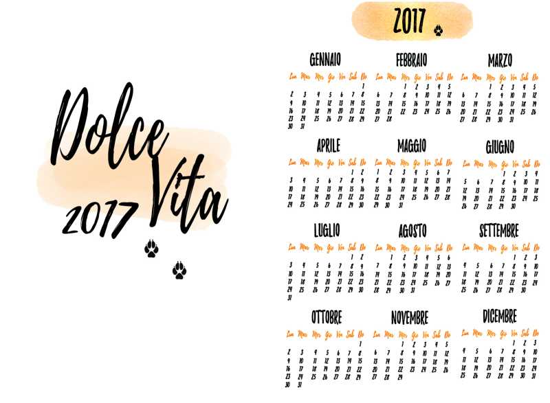 kalendarz roczny po włosku